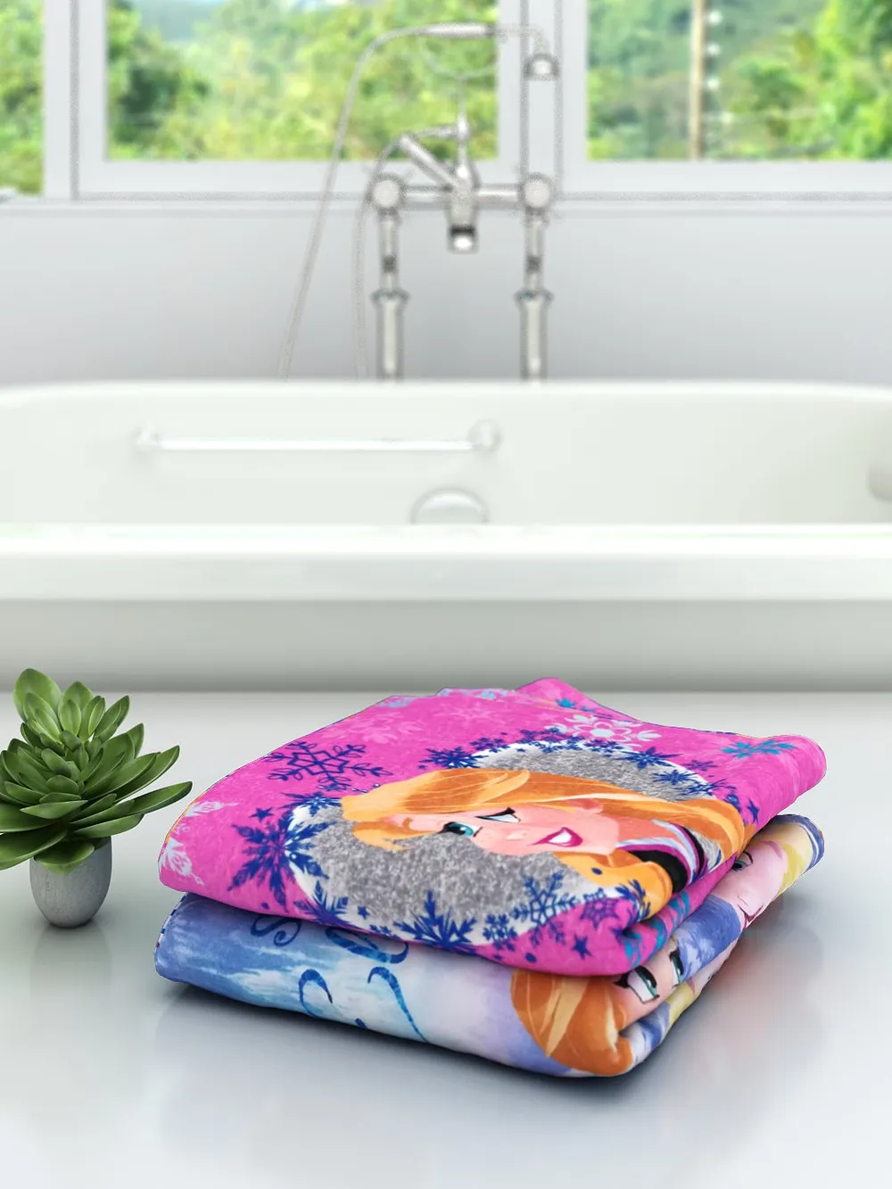 Disney Frozen Elegant Ice & Forever Sisters Elsa Kids Bath Towels Set Of 2