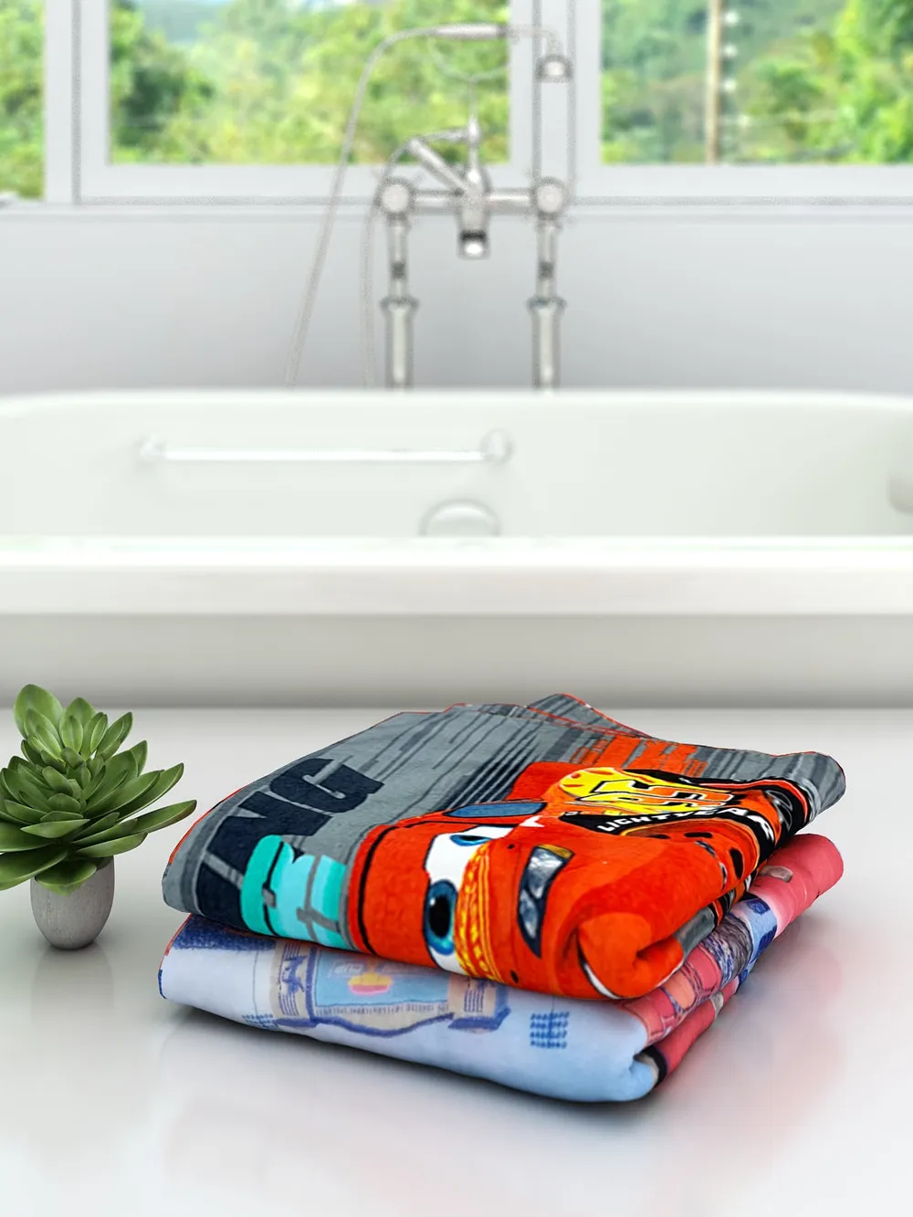 Disney Power laps & Lightning Cars Kids Cotton Bath Towels Set Of 2