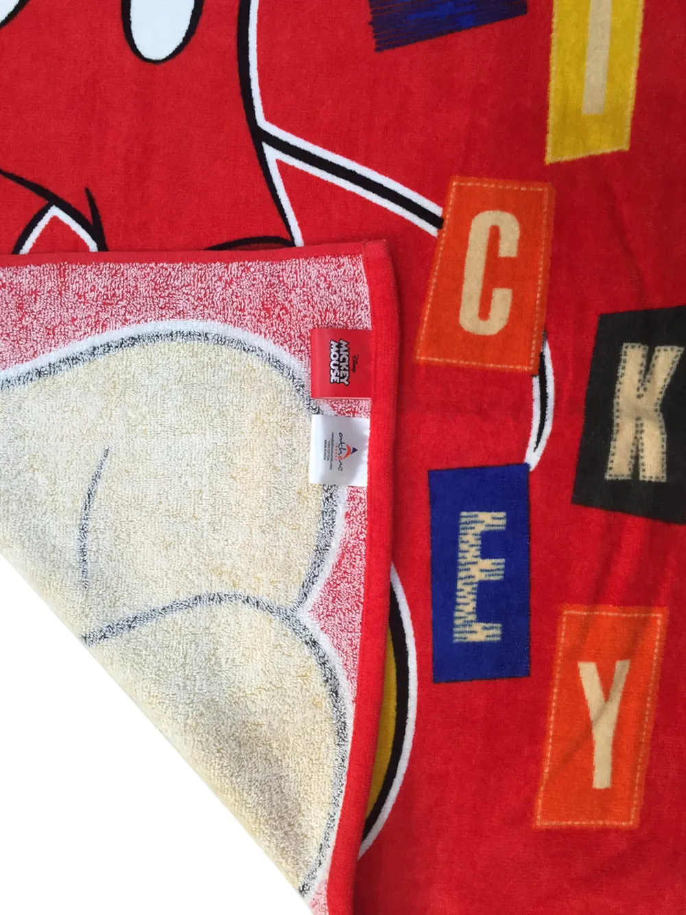 Disney Red Mickey Mouse & MCQueen Blue Cars Kids Cotton Bath Towels Set oF 2