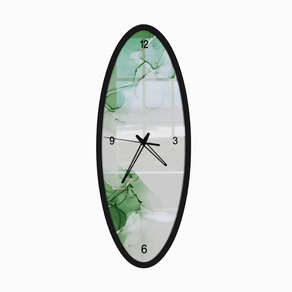 Dissolving Green Wooden Oval Wall Clock