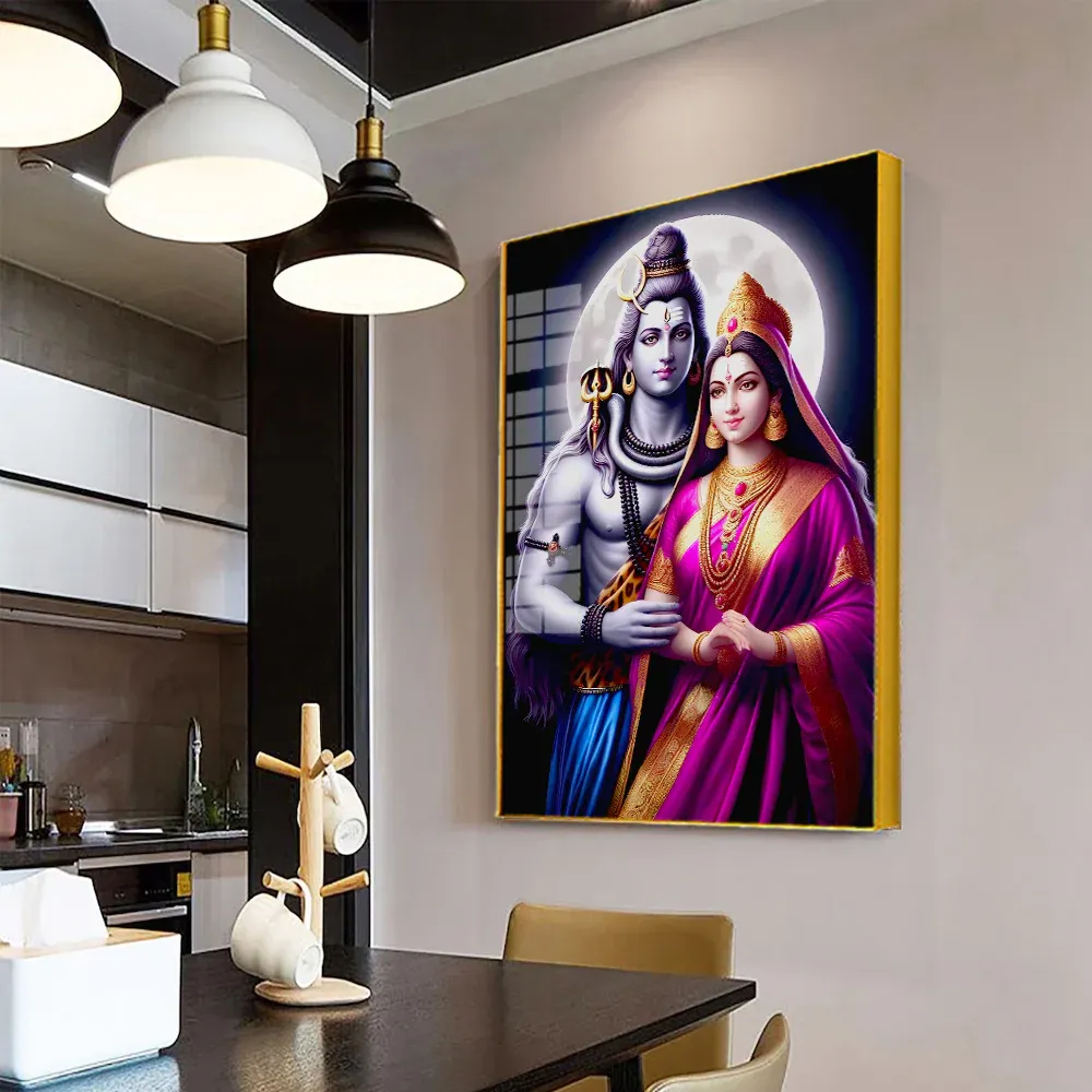 Divine Bond Shiva and Parvati Acrylic Wall Painting Regular