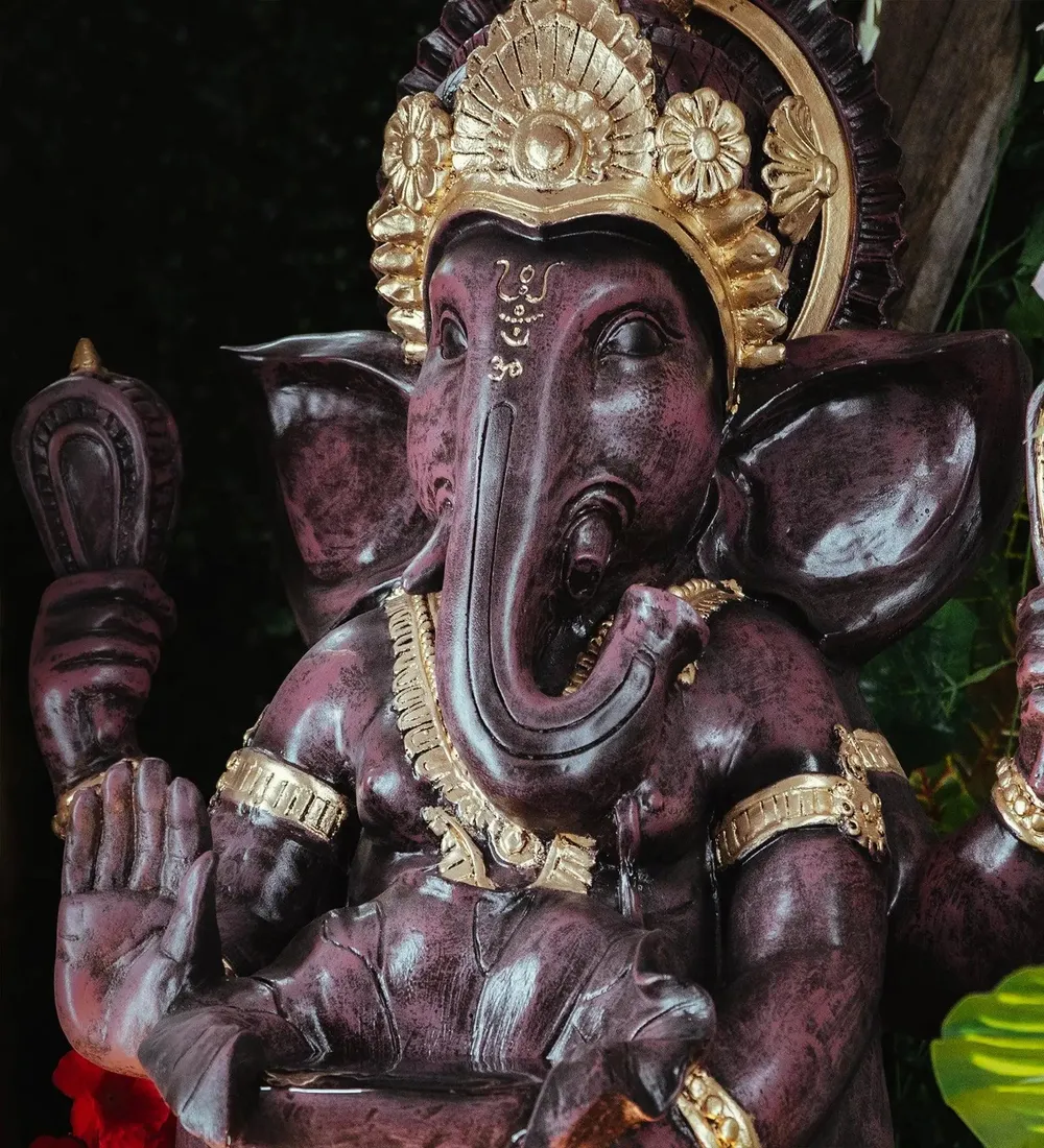 Divine Brown Lotus Lord Ganesha Indoor Water Fountain