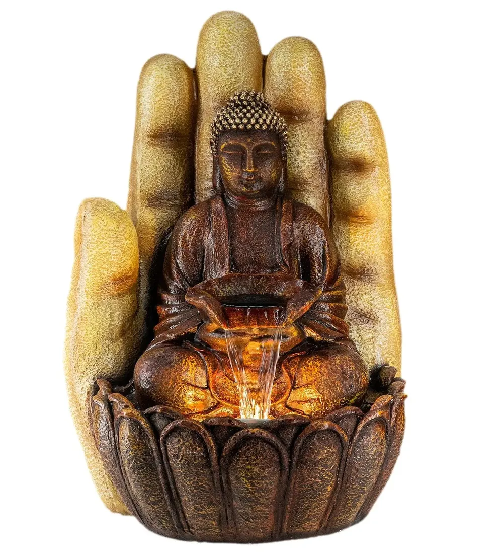 Divine Buddha Plam Beige Indoor Water Fountain