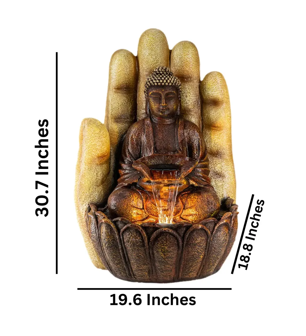 Divine Buddha Plam Beige Indoor Water Fountain