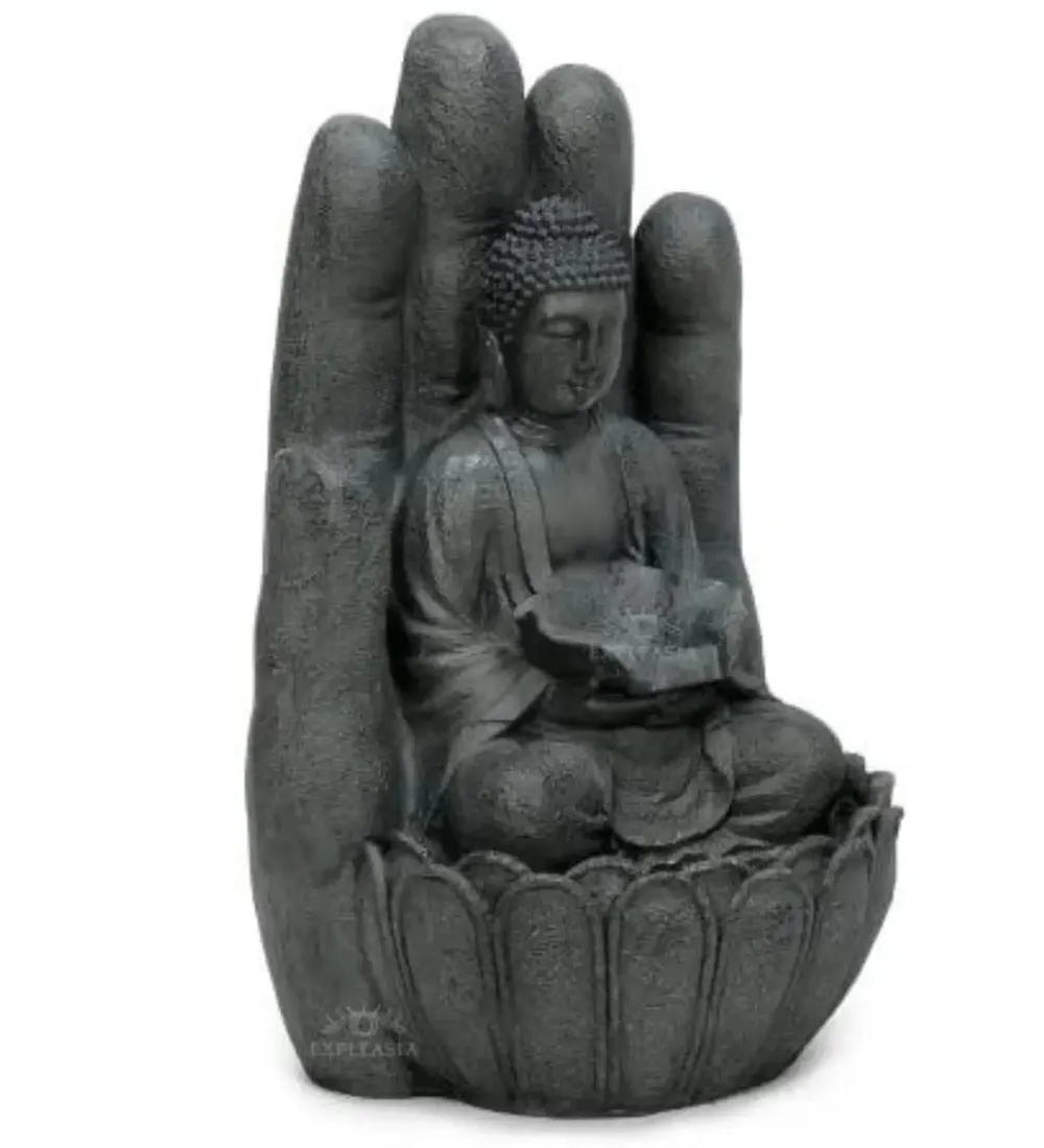 Divine Buddha Plam Dark Grey Indoor Water Fountain