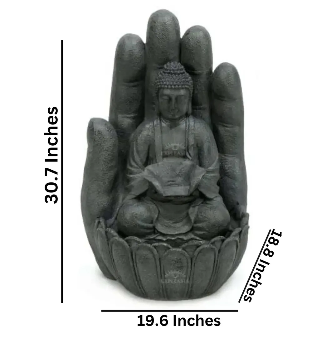 Divine Buddha Plam Dark Grey Indoor Water Fountain