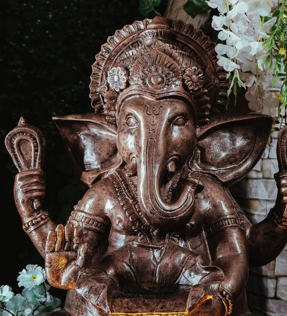 Divine Copper Lotus Lord Ganesha Indoor Water Fountain