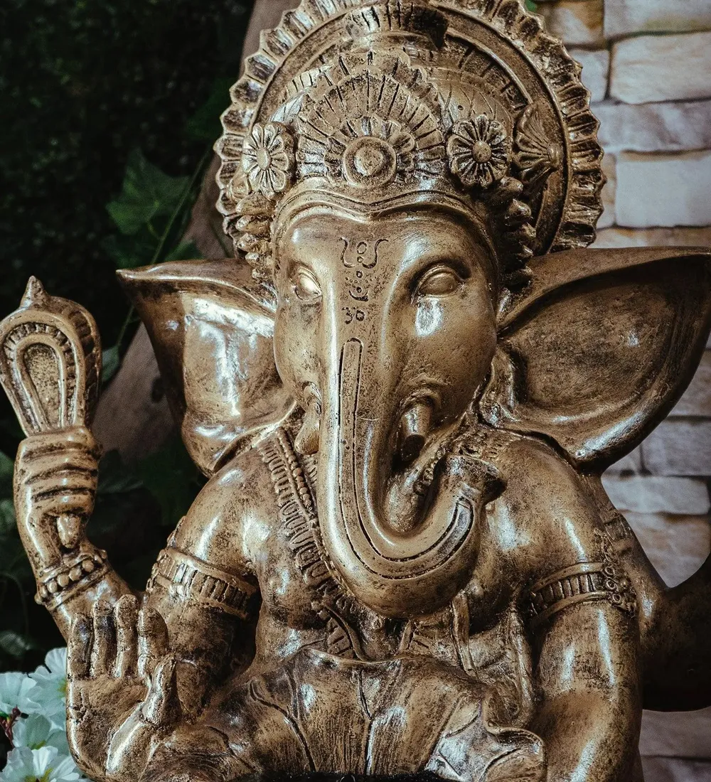Divine Golden Lotus Lord Ganesha Indoor Water Fountain
