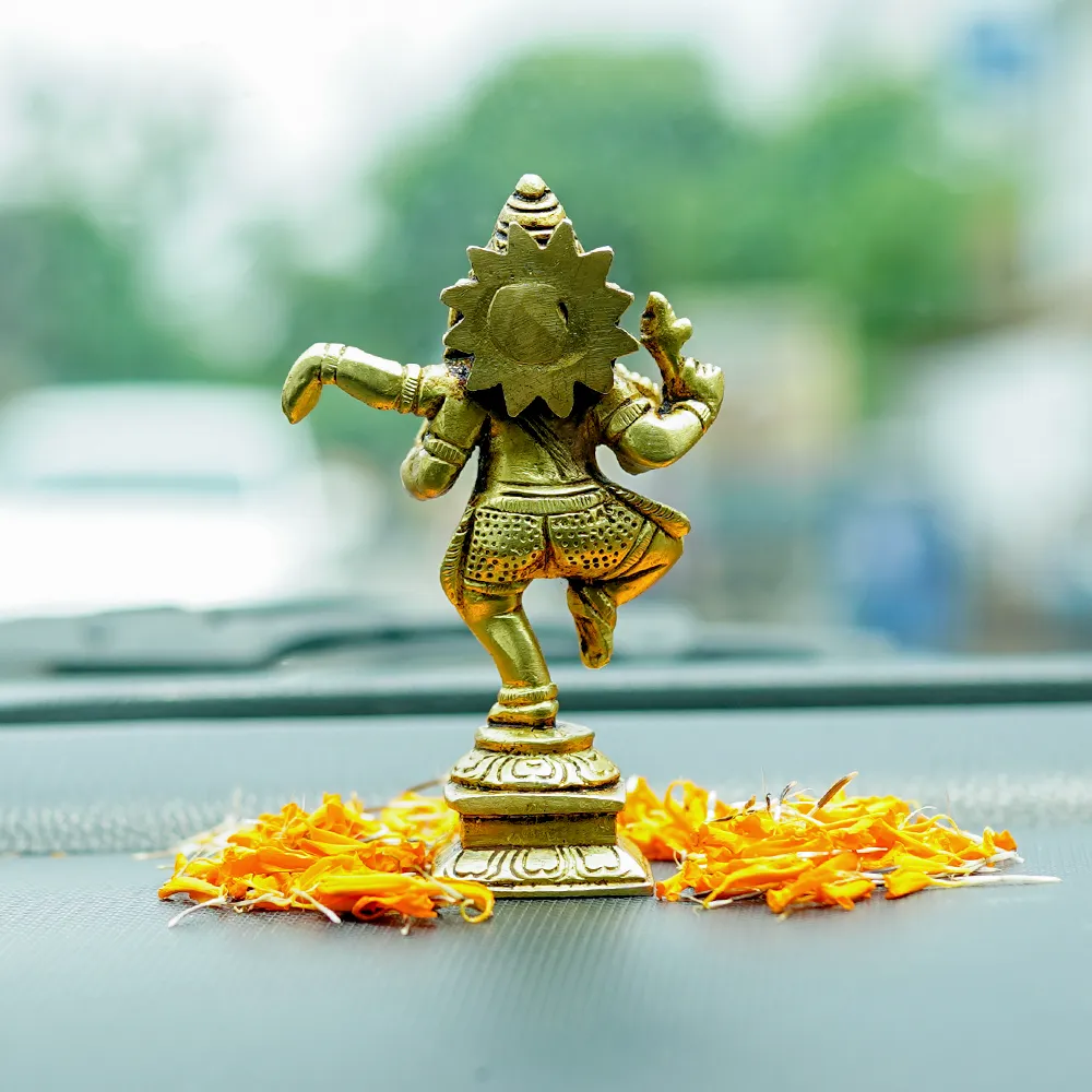 Divine Lord Ganesha Brass Finish Handmade Idol Set Of 1