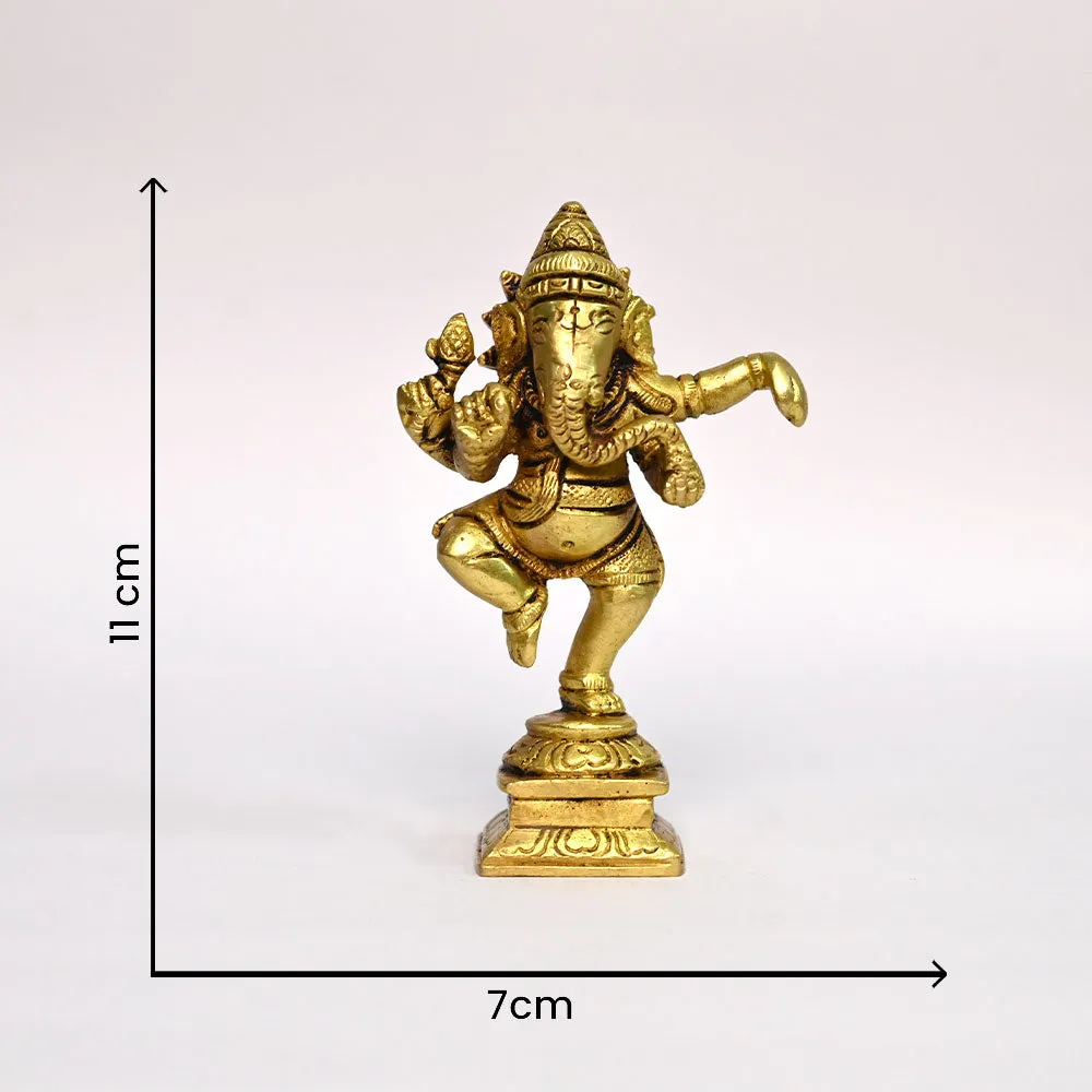 Divine Lord Ganesha Brass Finish Handmade Idol Set Of 1