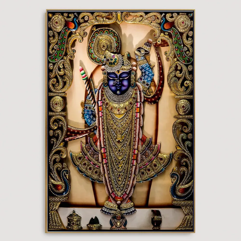 Divine Lord Shreenath ji Painting/ Framed Wallart With Frame