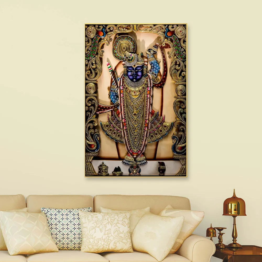 Divine Lord Shreenath ji Painting/ Framed Wallart With Frame