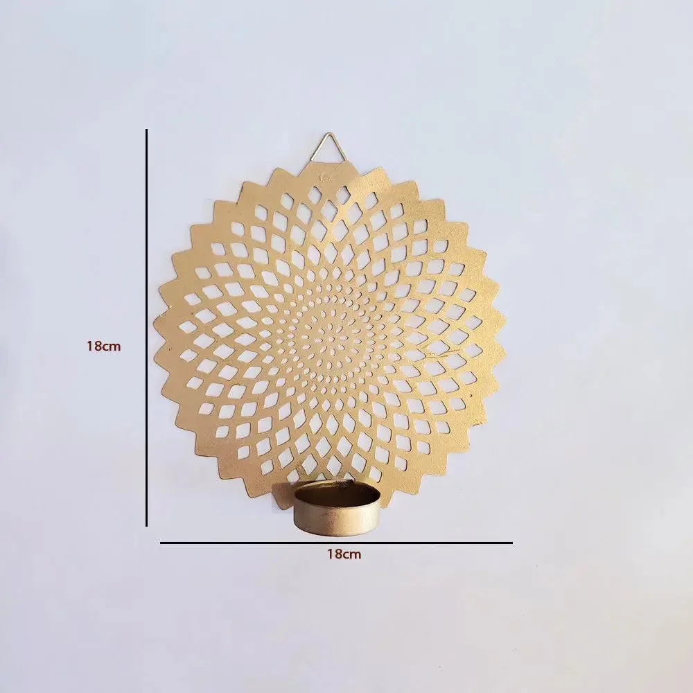 Divine Mandala Cutwork Metal Tea Light Holder in Gold FInish