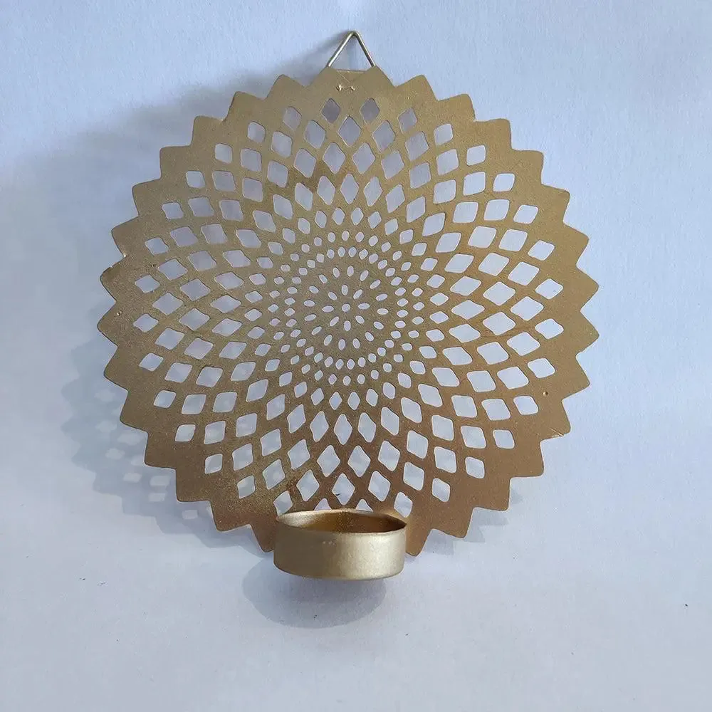 Divine Mandala Cutwork Metal Tea Light Holder in Gold FInish