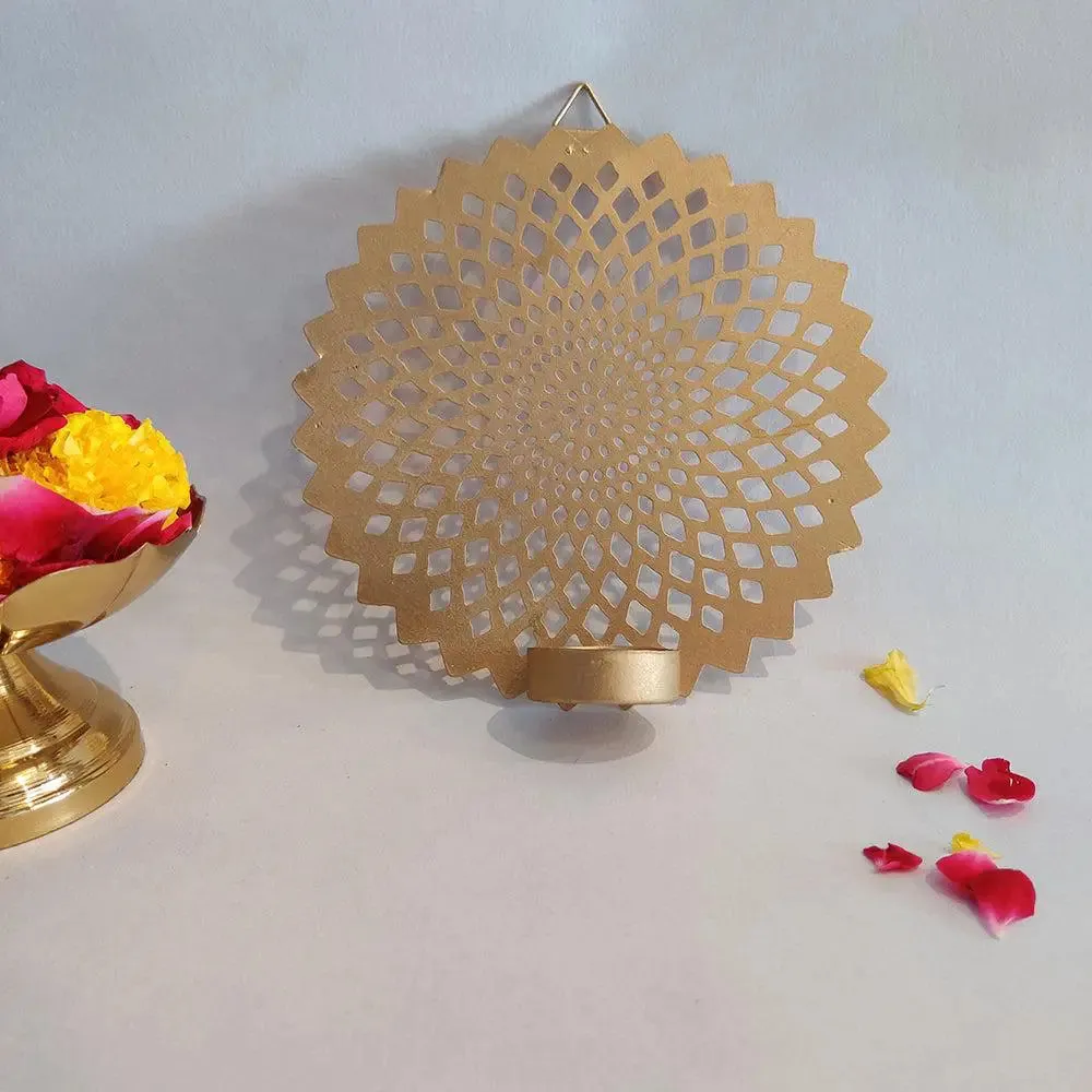 Divine Mandala Cutwork Metal Tea Light Holder in Gold FInish
