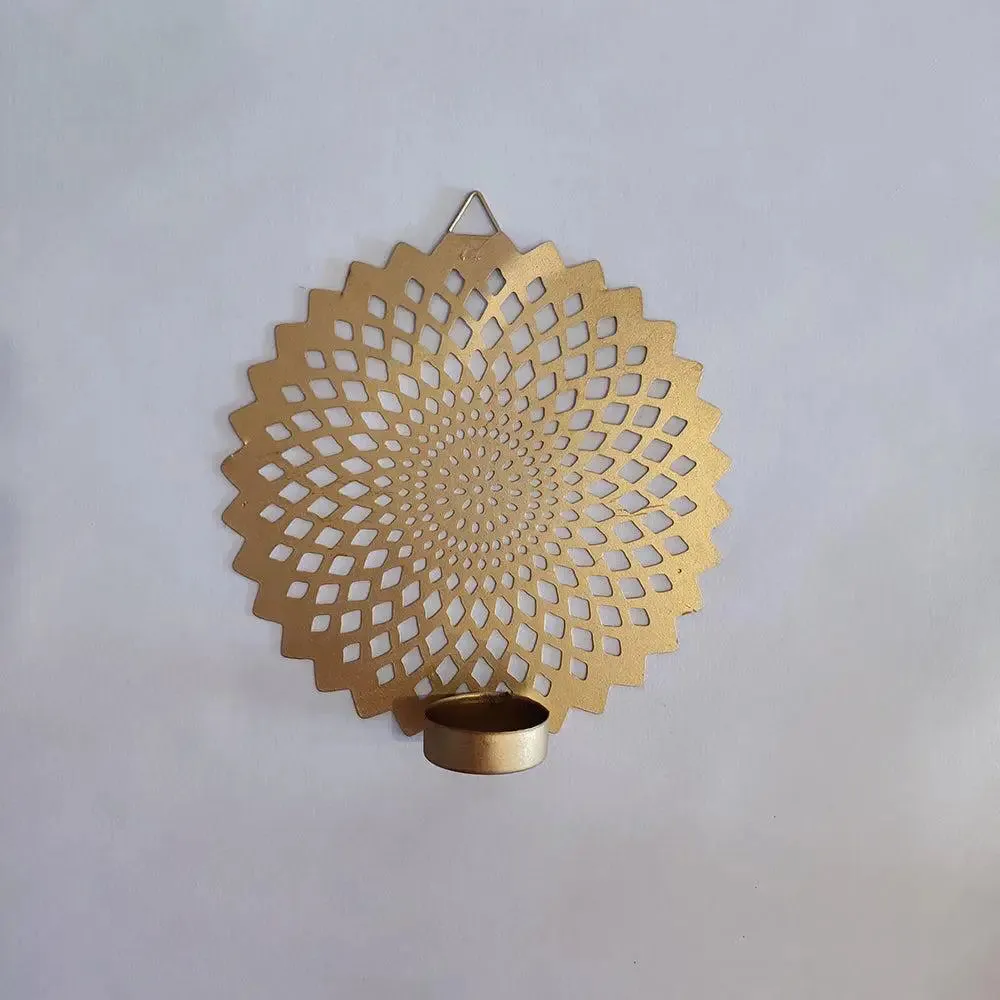 Divine Mandala Cutwork Metal Tea Light Holder in Gold FInish
