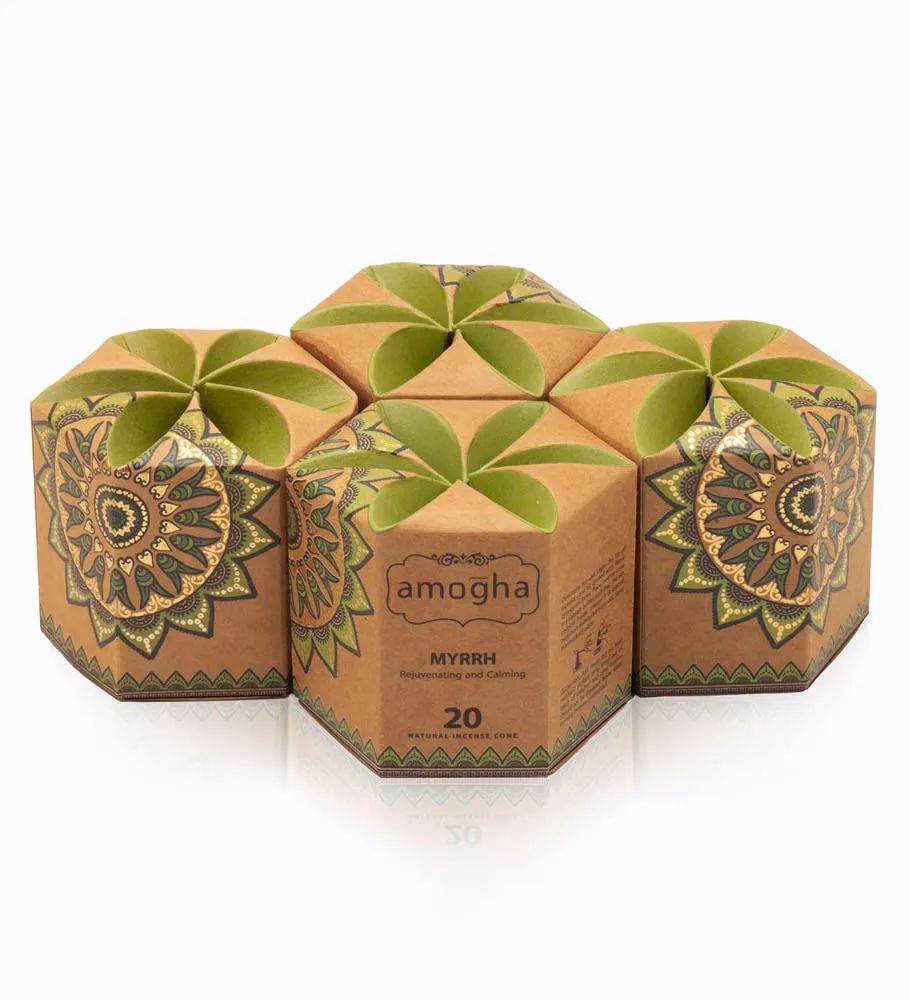 Divine Myrhh Scented Incense Cones with a Holder (For Religious Ceremonies & Meditation)
