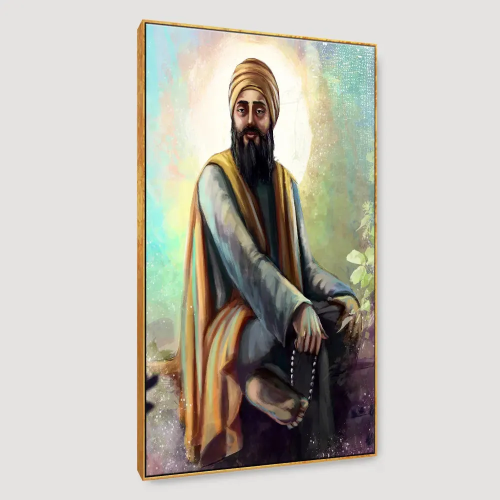 Divine Painting of Shree Guru Tegh Bahadur With Floating Frame