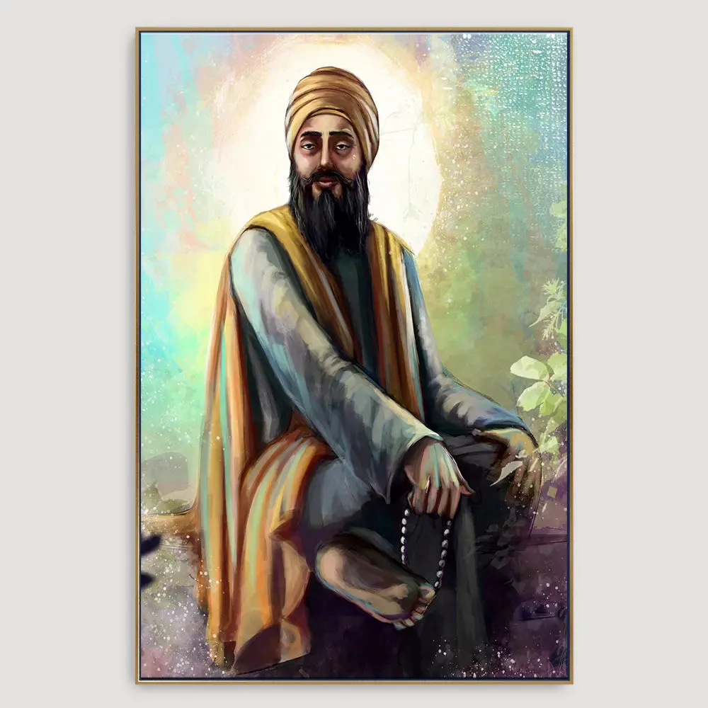 Divine Painting of Shree Guru Tegh Bahadur With Floating Frame