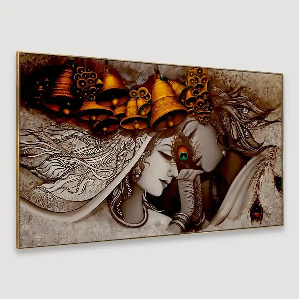 Divine Radha Krishna Canvas Wall Painting With Frame