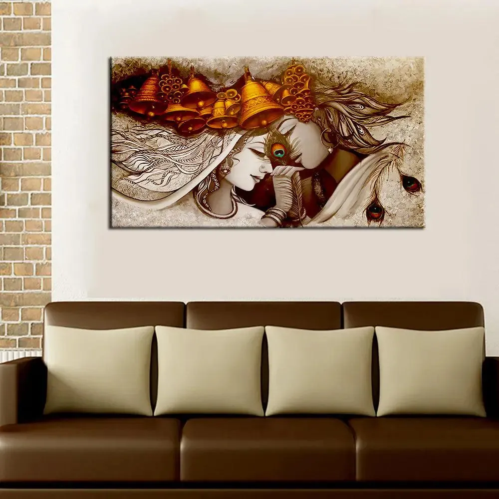 Divine Radha Krishna Canvas Wall Painting With Frame
