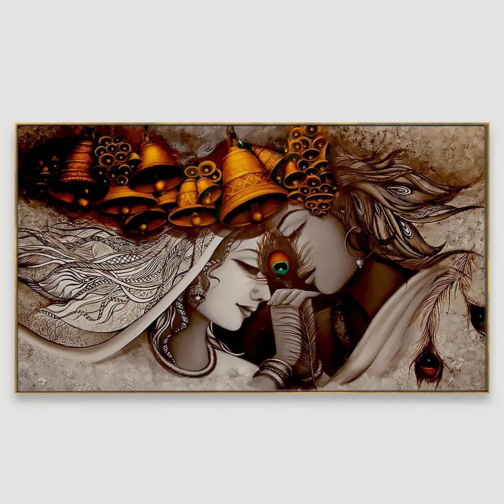 Divine Radha Krishna Canvas Wall Painting With Frame
