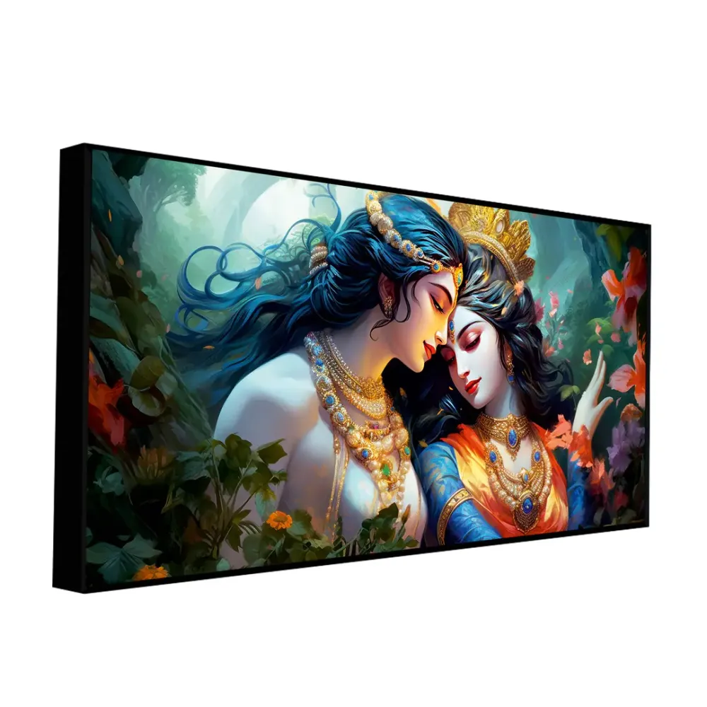 Divine Radiance Radha Krishna Canvas Wall Painting With Frame
