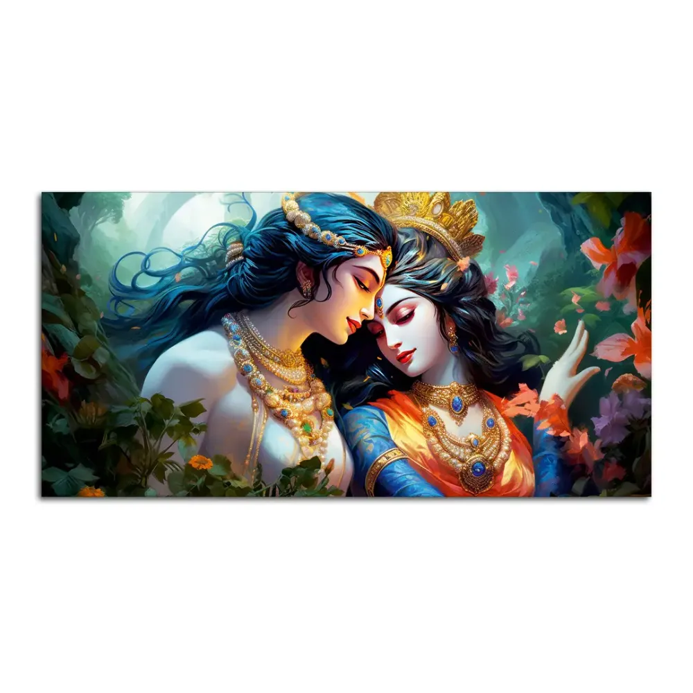 Divine Radiance Radha Krishna Canvas Wall Painting With Frame