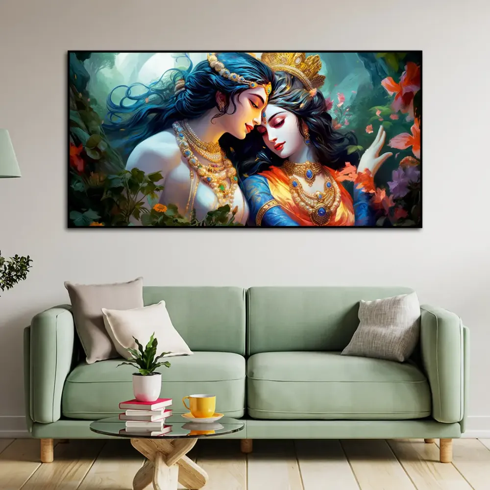 Divine Radiance Radha Krishna Canvas Wall Painting With Frame