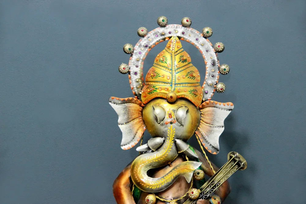 Divine Sitting Ganesha Metal Table Accent Single Piece