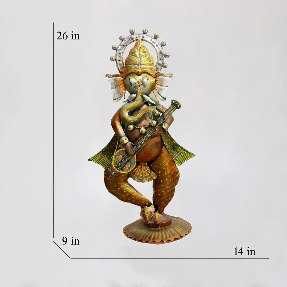 Divine Sitting Ganesha Metal Table Accent Single Piece