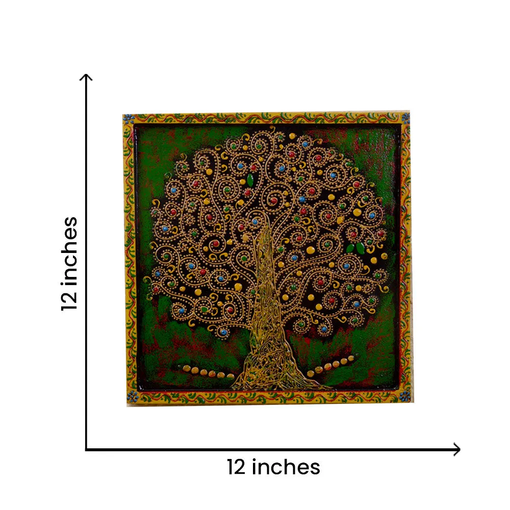 Divine Tree Traditioanl Art Painted Wooden Wall Panel