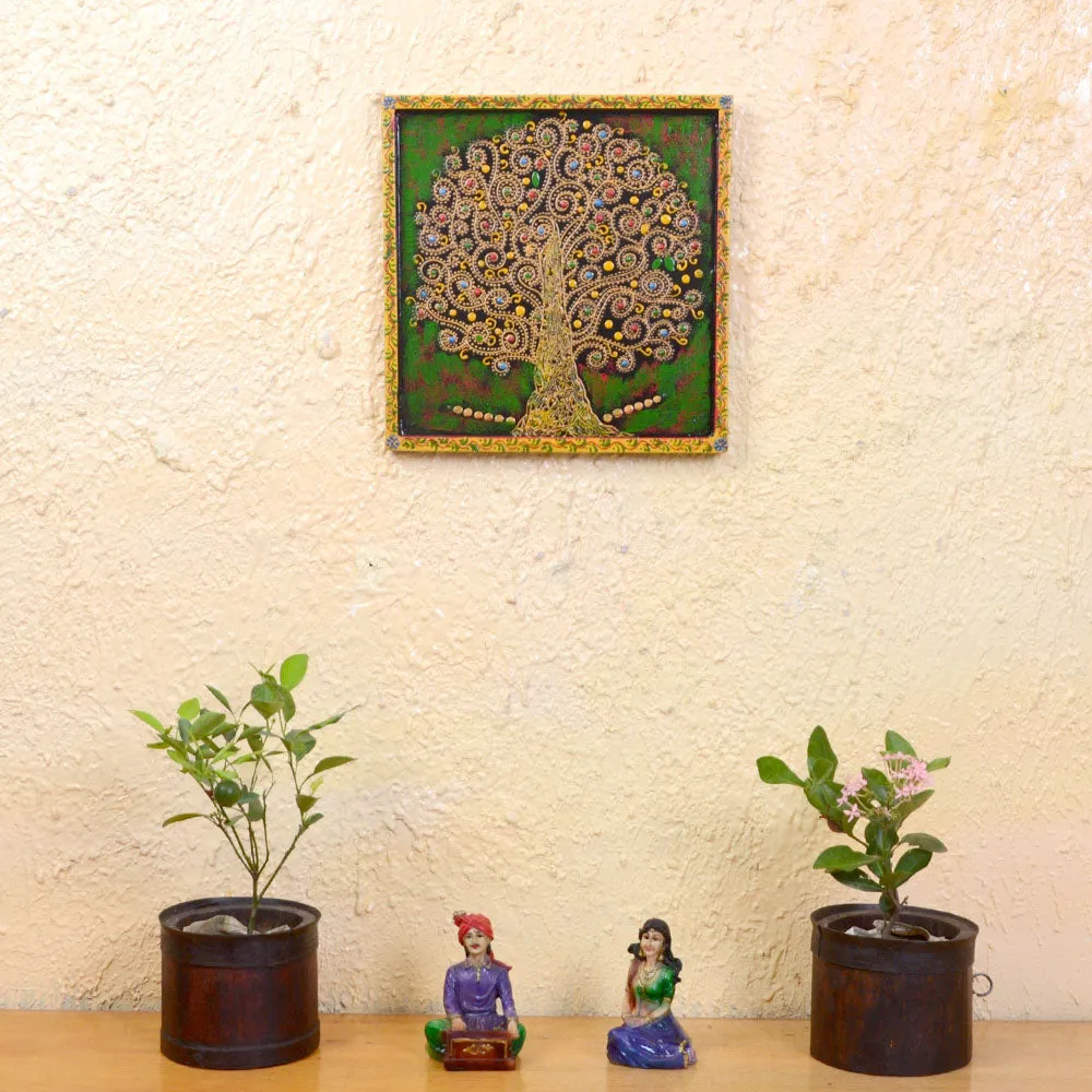Divine Tree Traditioanl Art Painted Wooden Wall Panel