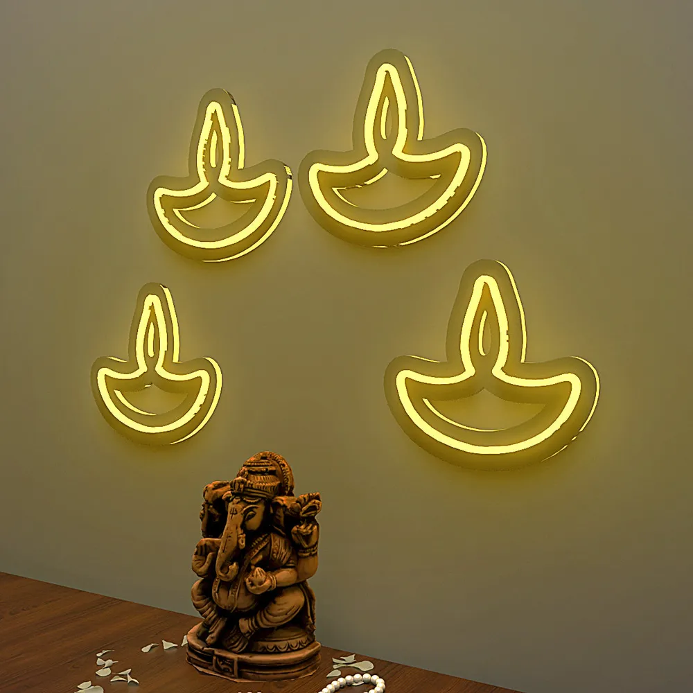 Diwali Diya Neon LED Light- Set of 4