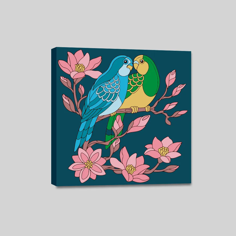DIY Forest Love Birds Canvas Painting