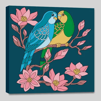 DIY Forest Love Birds Canvas Painting