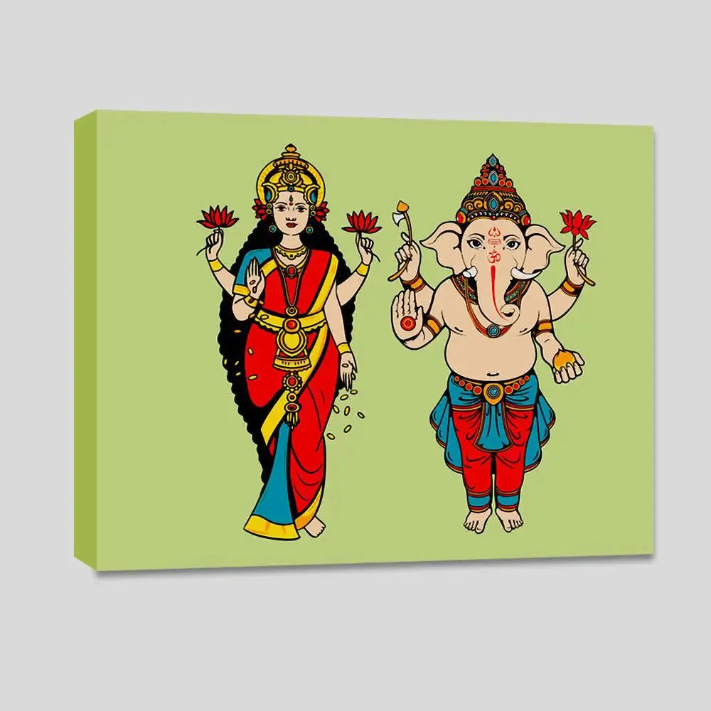DIY Laxmi &amp; Ganesh Florescent Canvas Painting