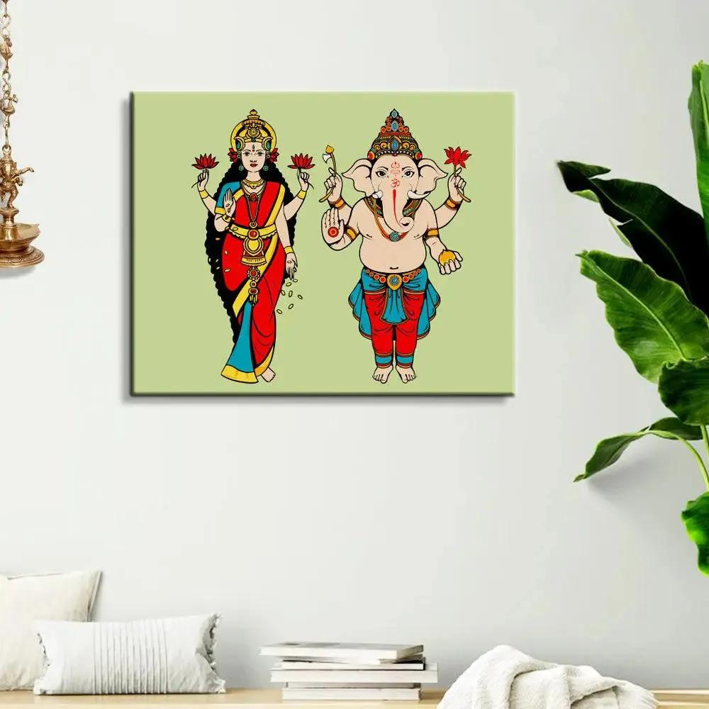 DIY Laxmi &amp; Ganesh Florescent Canvas Painting