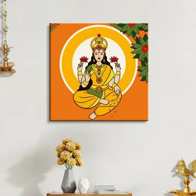DIY Laxmi Bright Orange Canvas Painting