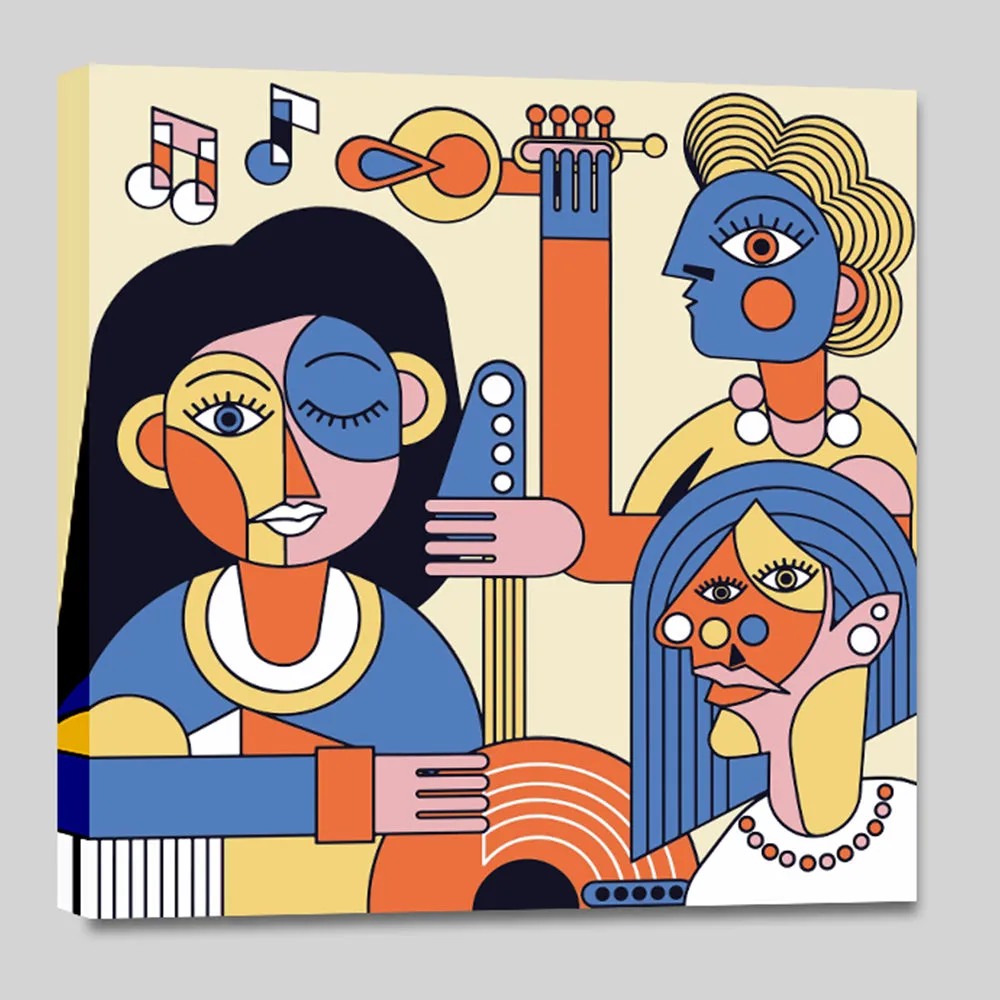 DIY Musician Women Multicolor Canvas Painting
