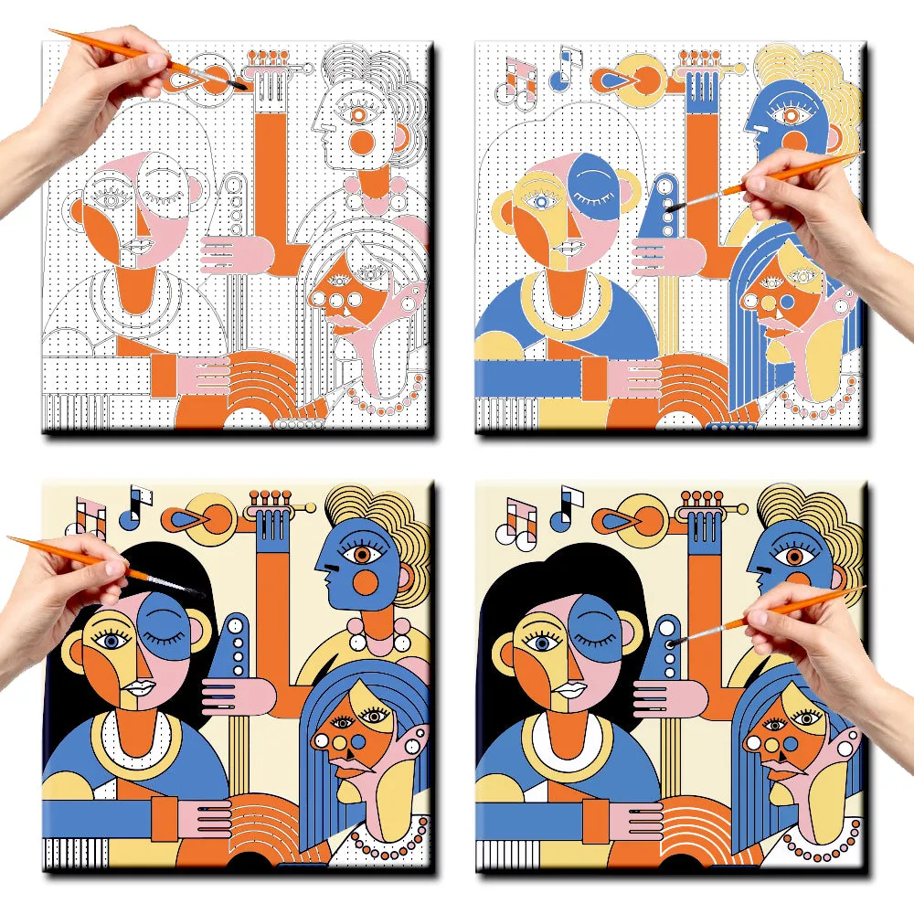 DIY Musician Women Multicolor Canvas Painting