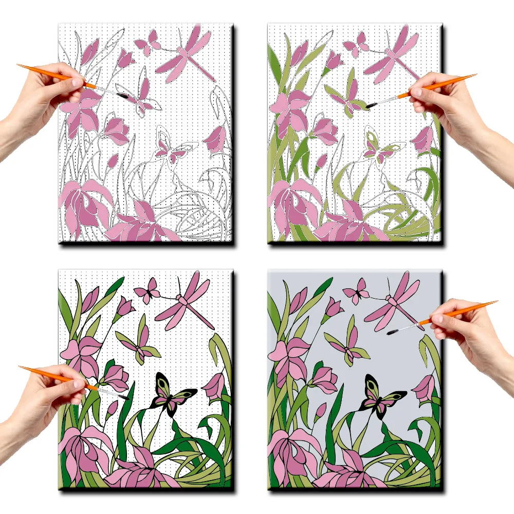 DIY Pink Butterflies Canvas Painting