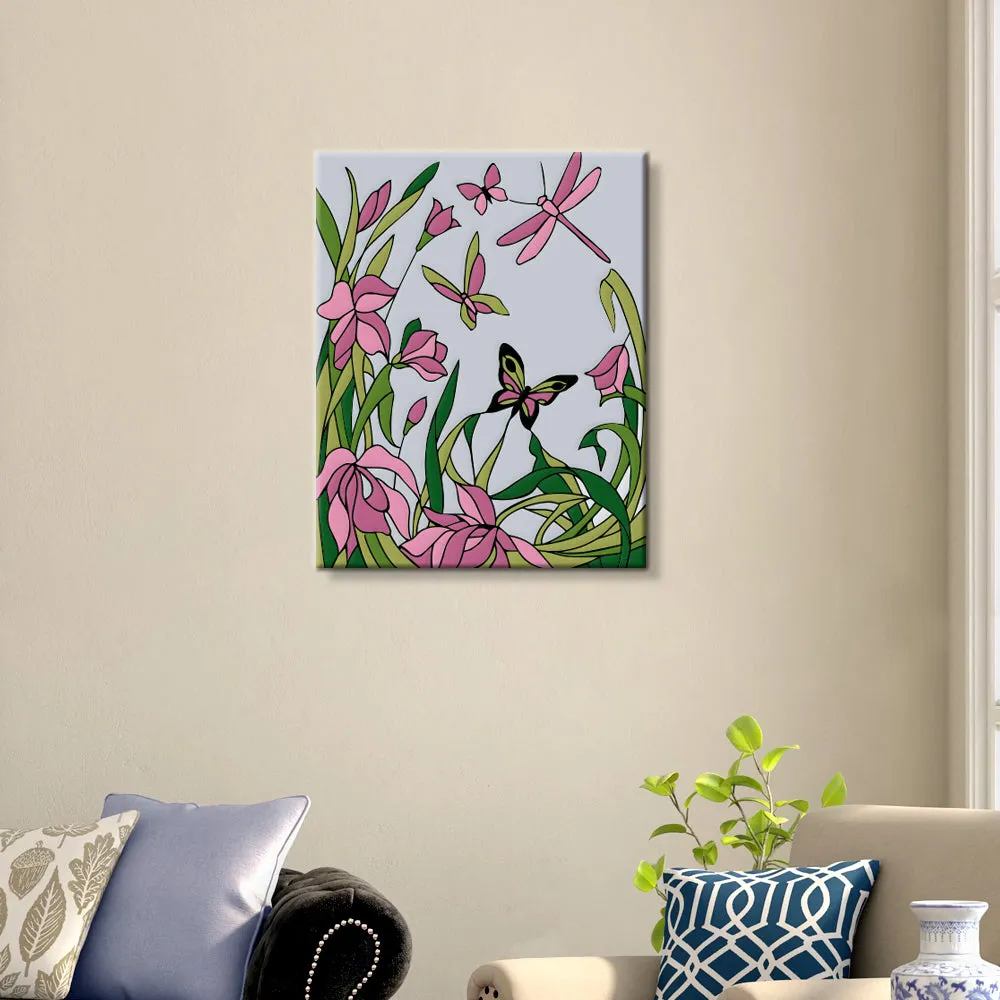DIY Pink Butterflies Canvas Painting