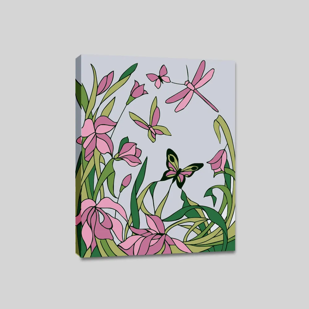 DIY Pink Butterflies Canvas Painting