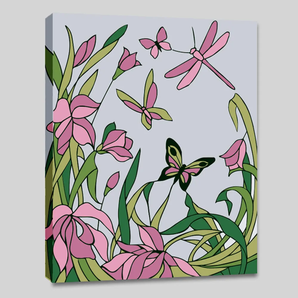 DIY Pink Butterflies Canvas Painting