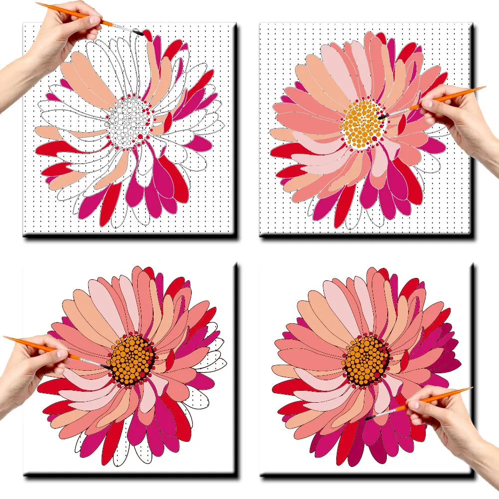 DIY Pink Dahlia Canvas Painting