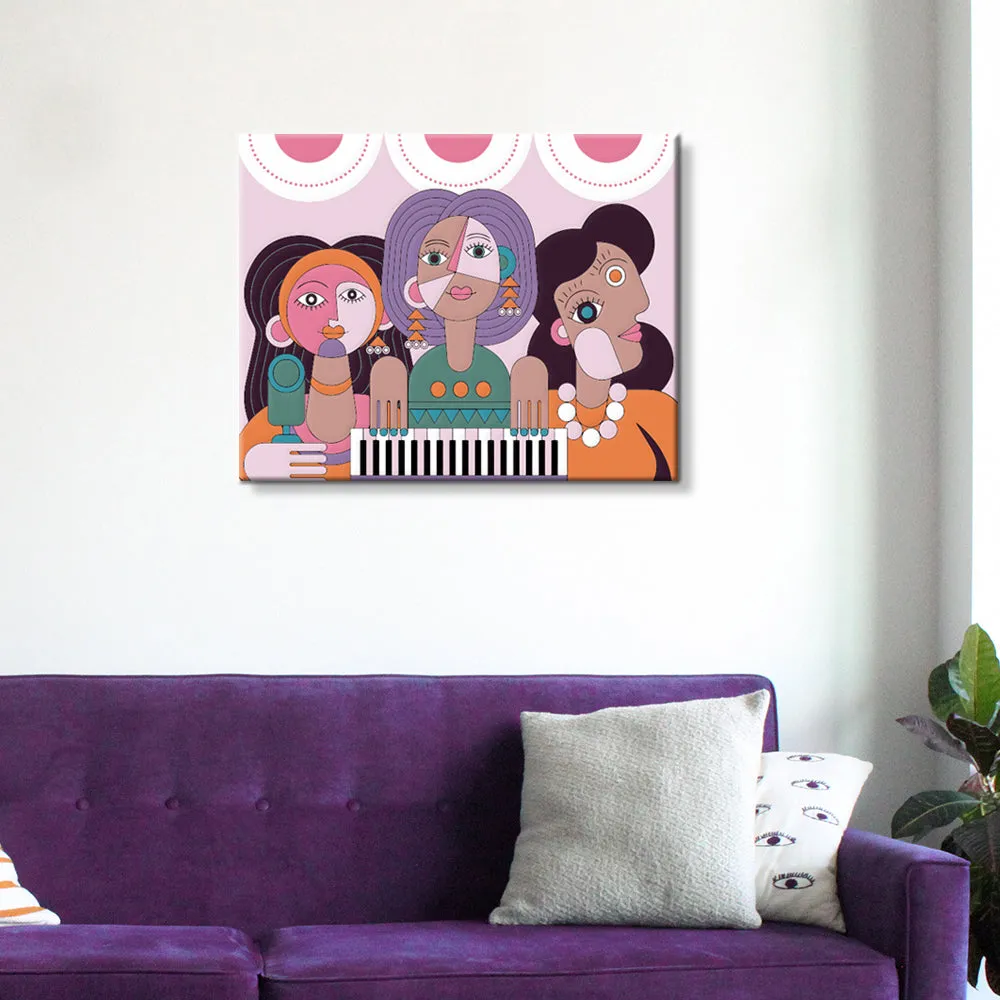 DIY Retro Women Musician Abstract Canvas Painting