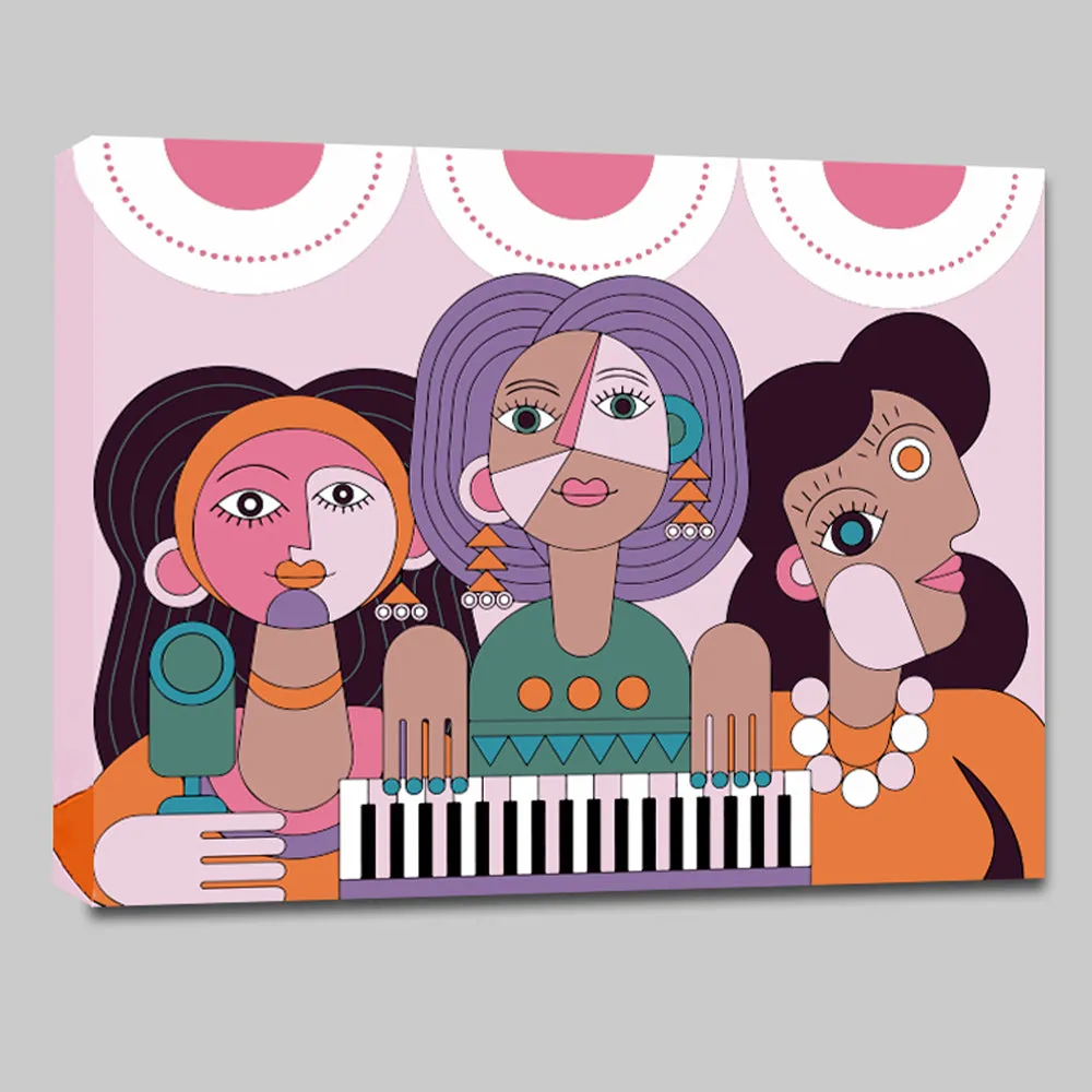 DIY Retro Women Musician Abstract Canvas Painting