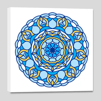 DIY Round Blue Trippy Mandala Art Canvas Painting