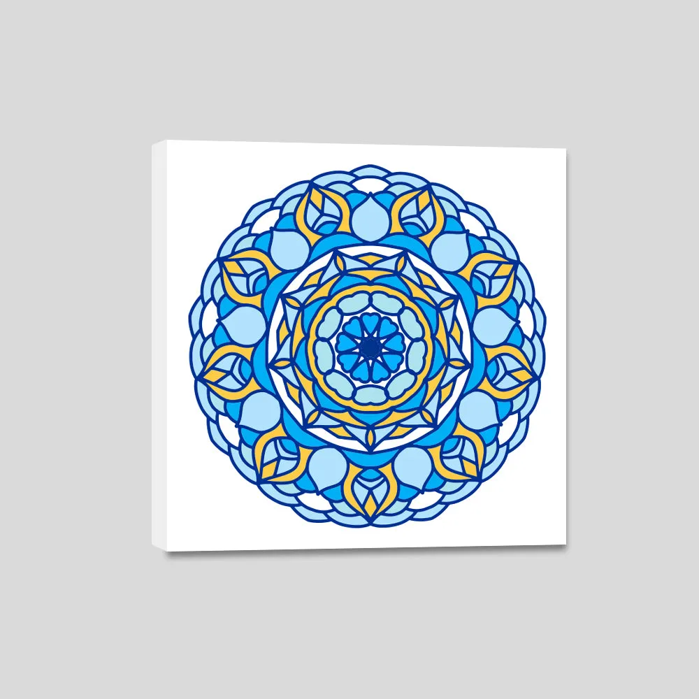 DIY Round Blue Trippy Mandala Art Canvas Painting